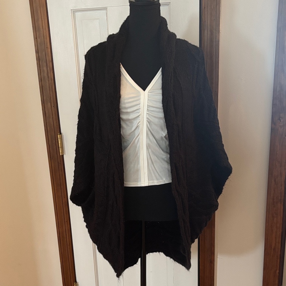 Women's Black Open-Front Sweater